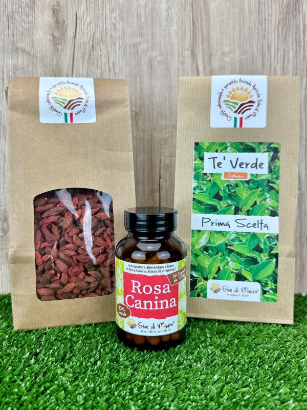 Pacchetto Antiossidanti, roea canina vitamina c, te verde, bacche di goji